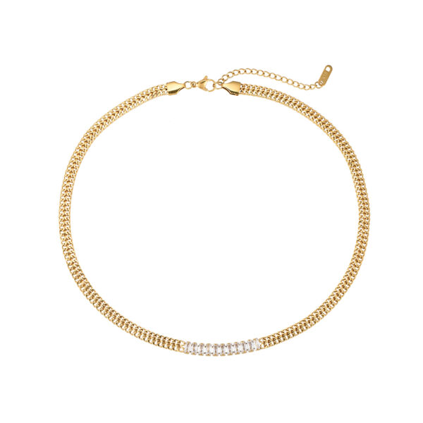Gold Halskette mit Zirkonia Steine - Mary Halskette - Tayna Schmuck & Accessoires
