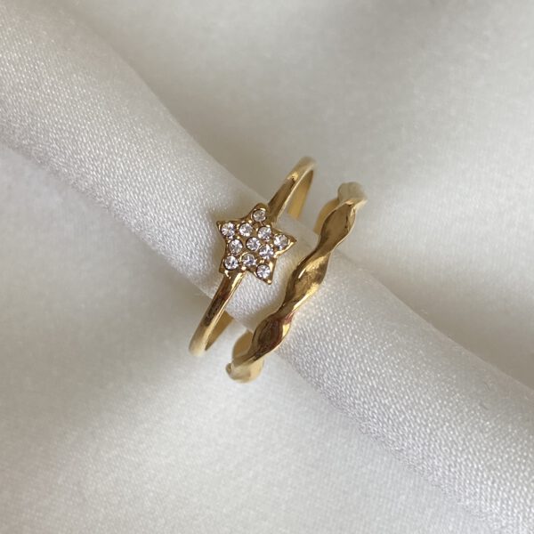 Gold Doppelring - Star Twist Ring - Tayna Schmuck & Accessoires