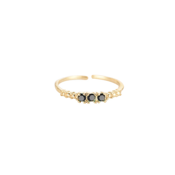 Gold Ring mit drei kleinen schwarzen Steinchen - Tany Ring - Tayna Schmuck & Accessoires